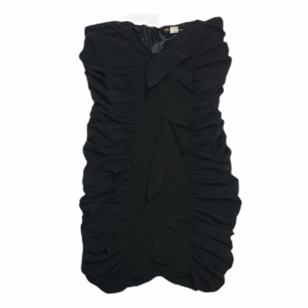 Akira Strapless Body Con Tube Ruffled Mini Dress